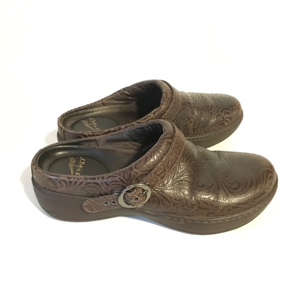 Dansko Allison Clog Floral Embossed Leather Brown 36 - Picture 3 of 5